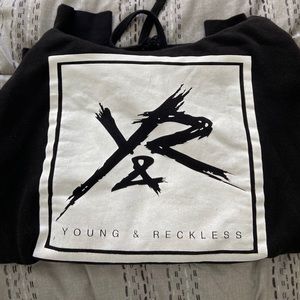 Black & white Young & Reckless hoodie. Size small